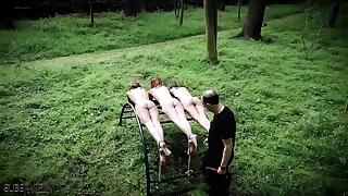Three teen slaves castigation and humiliated in rough bdsm